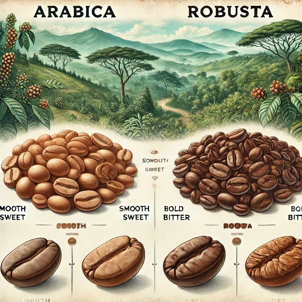 تفاوت قهوه عربیکا و روبوستا|قهوه روبوستا|قهوه عربیکا|تفاوت قهوه عربیکا و روبوستا: کدام یک برای سلیقه شما مناسب‌تر است؟